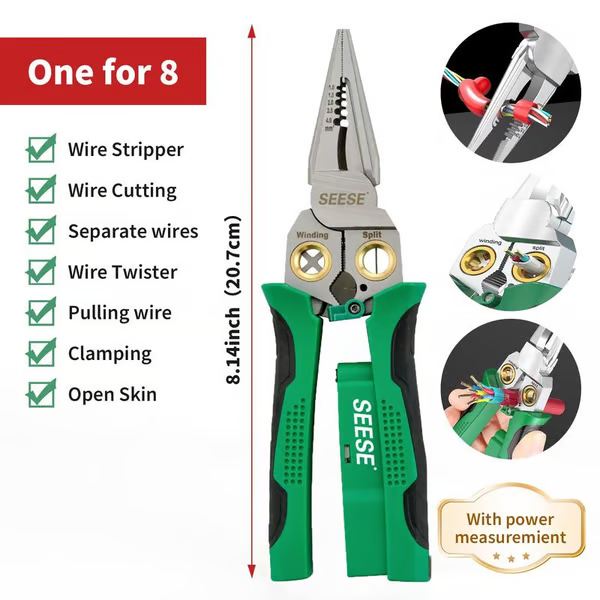 8 in 1 Wire Stripper Twister for Cutting and Pulling Wires Cable Scissors,Voltage Tester Pliers