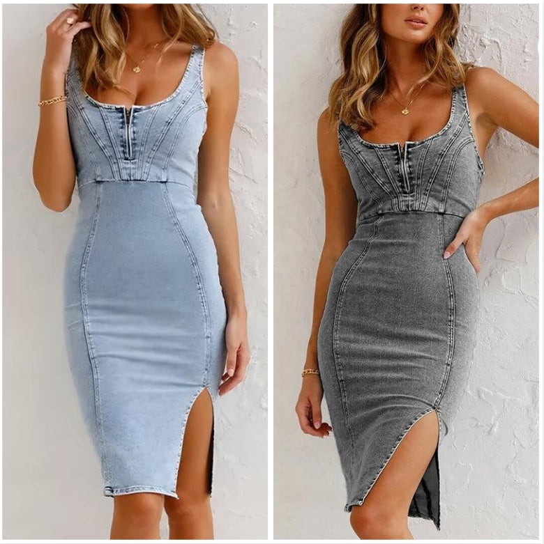 🥳2026 HOT SALE🥳💞50K+ SOLD!💥50%OFF!👗💙 Trending This Season | U-Neck Denim Bodycon Dress | Easy Style for Any Occasion ✨👜