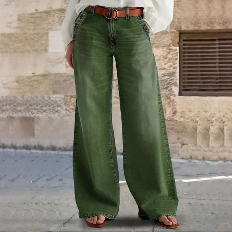๐ 50% OFF! ๐ High-Waist Wide-Leg Jeans with Button Detail โ Vintage Flair, Premium Washed Denim & Flattering Silhouette ๐โจ