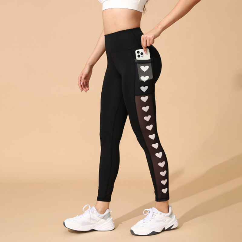 ⏳Time-Limited Special⏰Women's High-Waisted Mesh Yoga Pants – Butt-Lifting, Heart Detail & Phone Pocket (7 Colors)