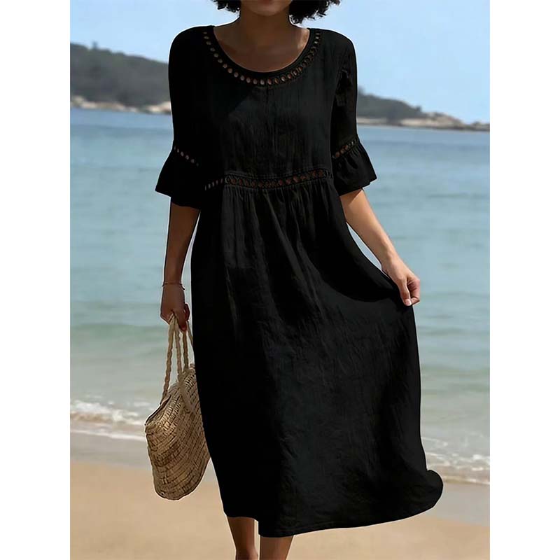⏳Time-Limited Special 50% OFF⏰Women's Eyelet Flared Sleeve Midi Dress