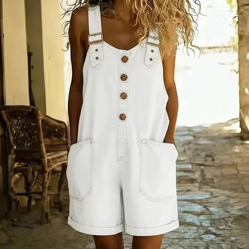 🔥50,000+ SOLD AT HALF PRICE💙 Loose denim shorts for women, adjustable straps and spacious pockets S-2XL