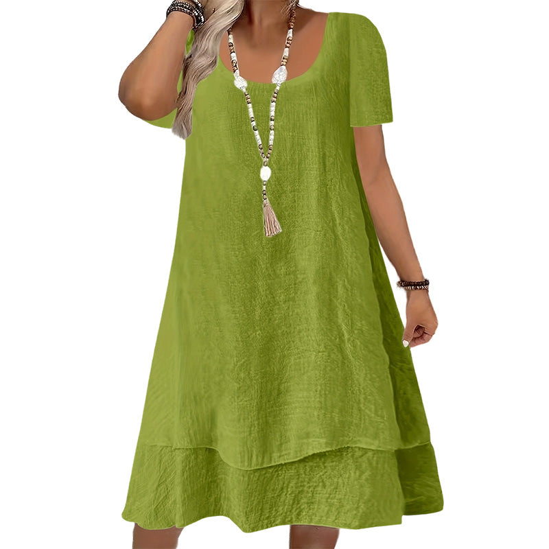 🌞❤️LAST DAY SALE 50% OFF⚡50K+ SOLD💕👗Loose Fit Short Sleeve Dress|Women Casual Breathable Summer Sundress🏖️