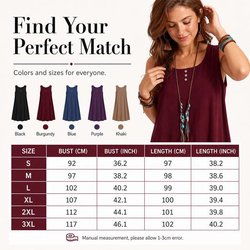 🩷Hot Sale-50% OFF🌿Cotton And Linen Sleeveless Loose Dress with Pockets