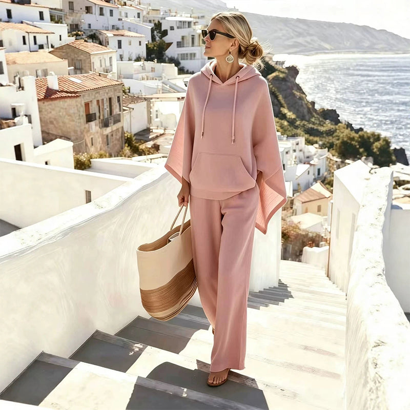 🌸Hot Sale 50% OFF💖Women's Loose Hooded Cape Top & Wide-Leg Pants Set