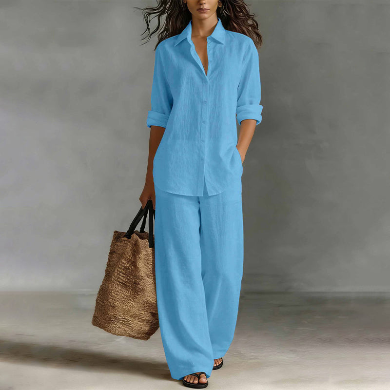 Bestsellerš Casual Shirt & Wide-Leg Pants Set ā Effortless Coordination & All-Day Comfort for Every Look