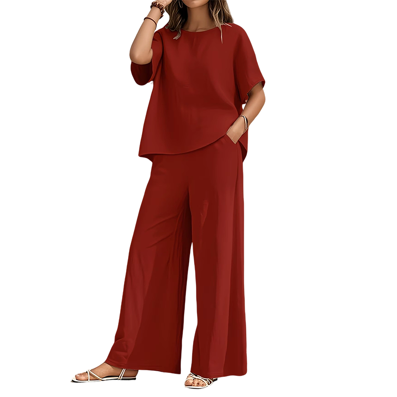 🌸Hot Sale 50% OFF💖Women's Loose-Fit Top & Wide-Leg Pants Set