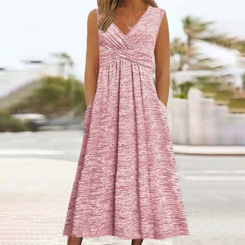 ๐ธ๐New Arrivals - Sleeveless V-Neck Midi Dress โ Breathable Comfort & Flattering Silhouette for All Body Types