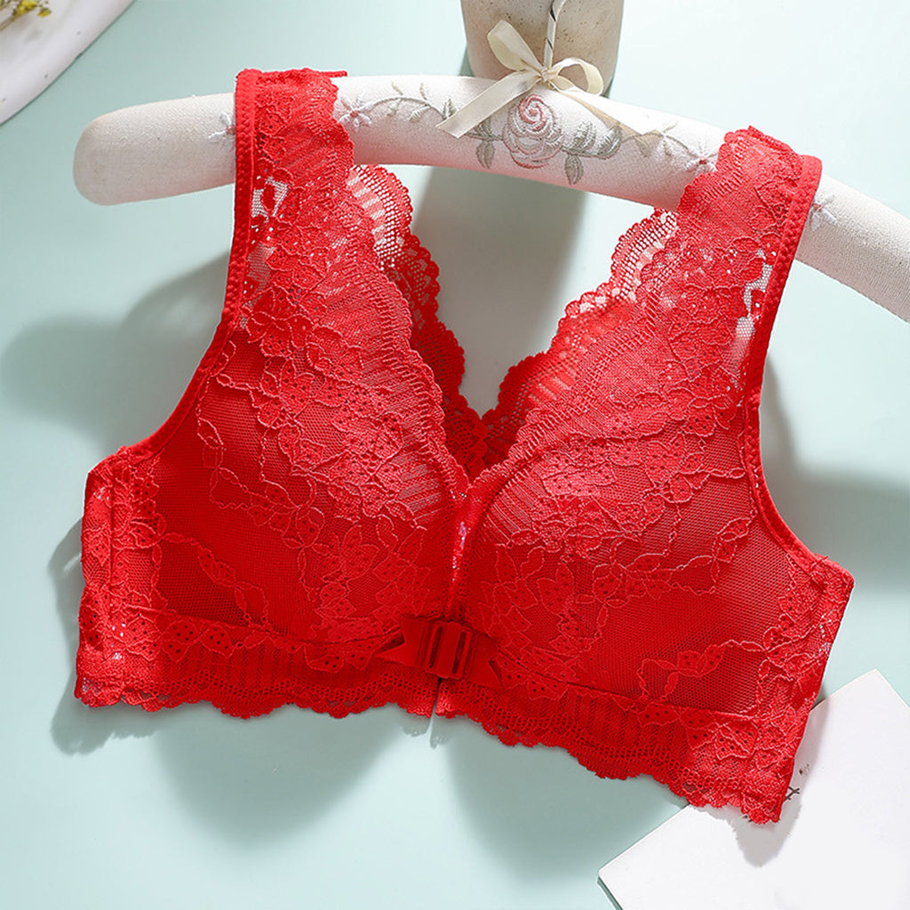 🌸 Women's Wire-Free Front Closure Lace Bra – Comfort, Support & Effortless Elegance