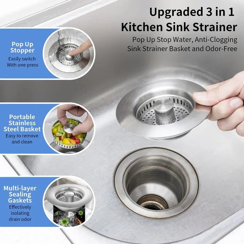 🎁Hot Sale 49% OFF⏳New Upgraded Sink Bounce Core Drain Strainer