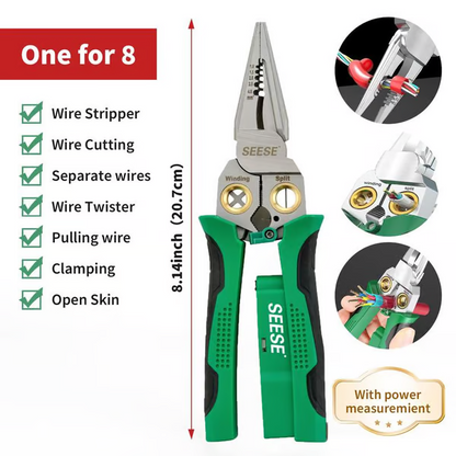 8 in 1 Wire Stripper Twister for Cutting and Pulling Wires Cable Scissors,Voltage Tester Pliers