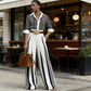 👚 50% OFF NOW! 👖 Women's Striped Shirt & Wide-Leg Pants 2-Piece Set – Vertical Stripes, Breathable Fabric & Versatile Style ✨
