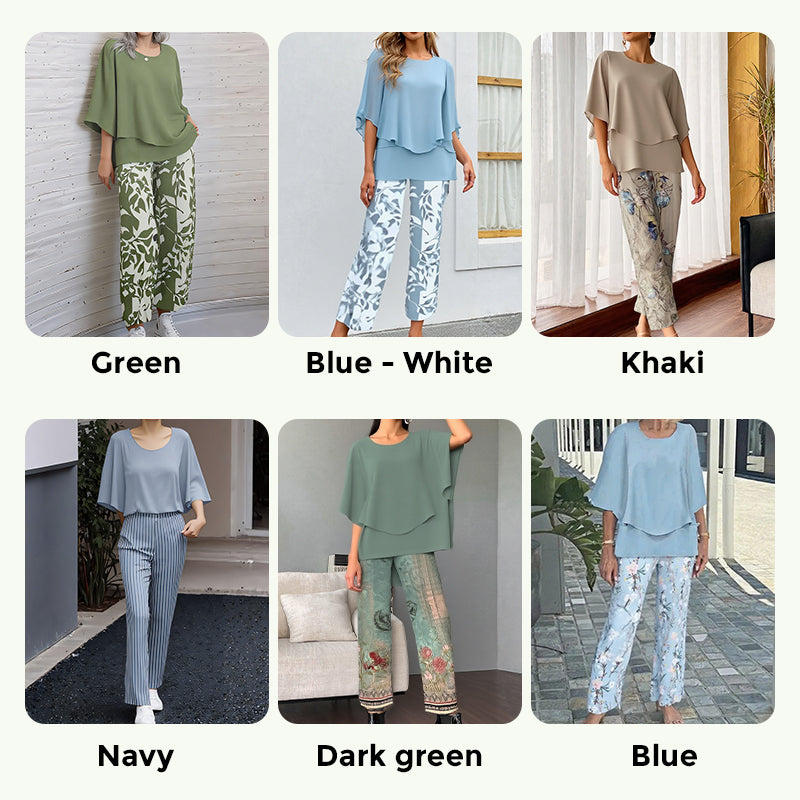 🔥LAST DAY SALE - 50% OFF🔥Women’s Printed Pants and Crew Neck Top Set