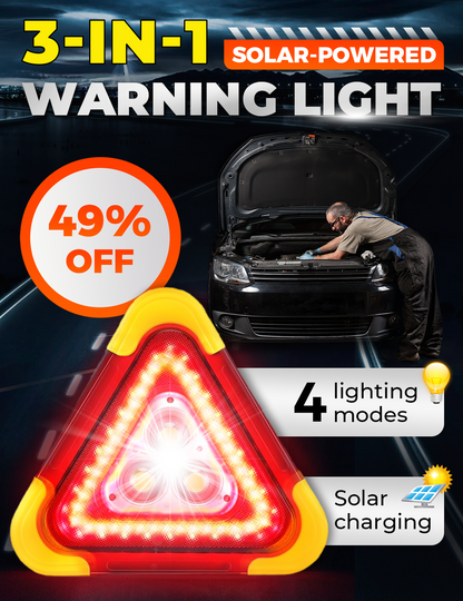 🥳2026 HOT SALE💥50K+ SOLD!🚨 3-IN-1 solar emergency triangle warning light at the roadside📱