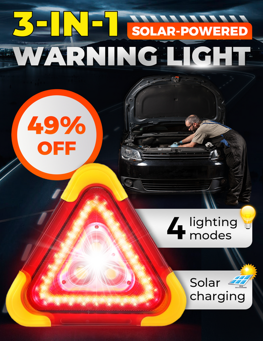 🥳2026 HOT SALE💥50K+ SOLD!🚨 3-IN-1 solar emergency triangle warning light at the roadside📱