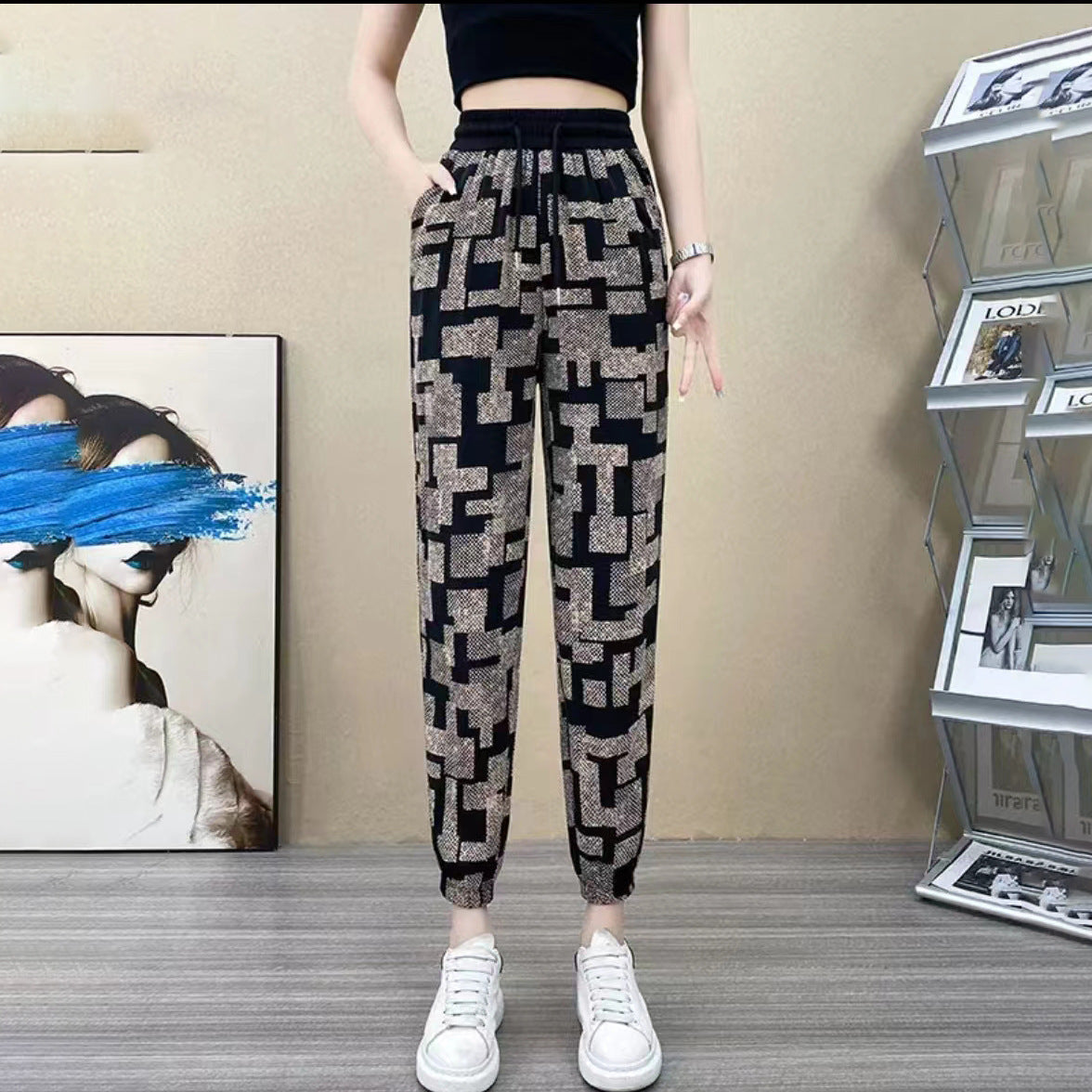 2022 New Style Ice Silk High Waist Casual Pants-3