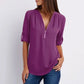 Women's casual zippered V-neck shirt