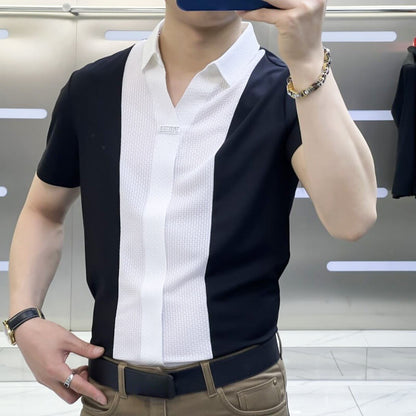 Men’s Business Casual Patchwork Shirt