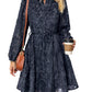 Women's Long Sleeve Lace Jacquard Printed Dress