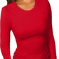 Women’s Solid Round-Neck Long-Sleeve Slim Fit Tops