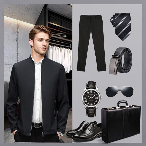 ✨Men's Standing Collar Zipper Casual Jacket