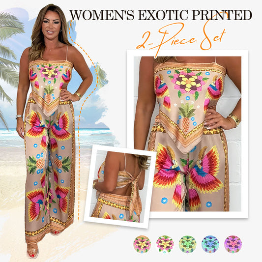 🔥New Arrival- 50% OFF💝Women's Exotic Spaghetti Strap Printed Top & Loose Pants 2-Piece Set