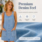 Women's Casual Denim Pinafore Dress