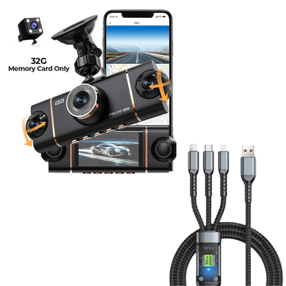 🏆50% Off!🚗4-Channel HD Dashcam with Front Interior Rear Recording🎥