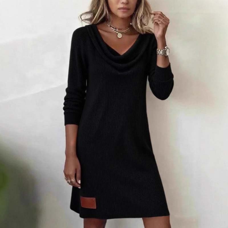 📢 Limited Time 50% OFF👗Women's Long Sleeve Cowl-Neck Knit Dress-Soft Fabric & Flattering Silhouette✅ | Cozy Elegance & Versatile Winter Style✨