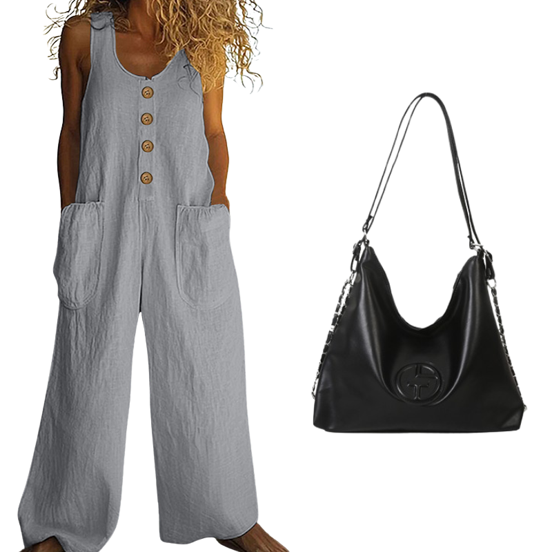 💥New Arrivals & Special Offers-Women's Sleeveless Wide-Leg Jumpsuit with Pockets
