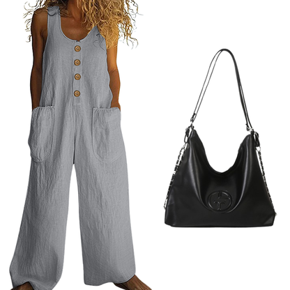 💥New Arrivals & Special Offers-Women's Sleeveless Wide-Leg Jumpsuit with Pockets