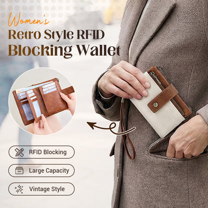 🔥Limited-time offer-Women's Retro Style RFID Blocking Tri-fold Wallet