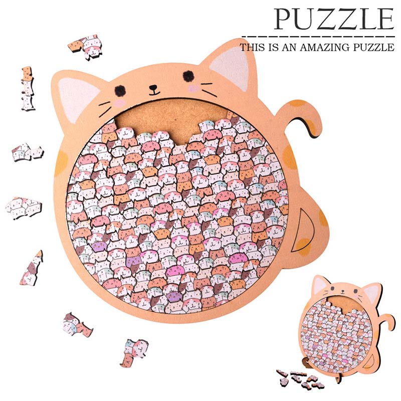🎁Christmas Sale 50% OFF🎅135-Piece Morandi-Colored Cat Shaped Wooden Jigsaw Puzzle