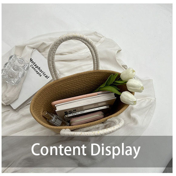 Simple round-shaped straw commuter tote bag for women