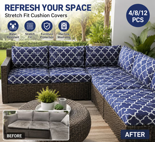 💗LAST DAY SALE 50% OFF⚡50K+ SOLD💕Patio Sofa Cushion Cover – Stretch, Water-Resistant ✨