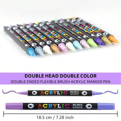 🖌️ 50% OFF NOW! ✨ Dual Tip Acrylic Paint Pen Marker - Fine & Brush Tips for Canvas, Wood & Rock Painting 🎨🌈