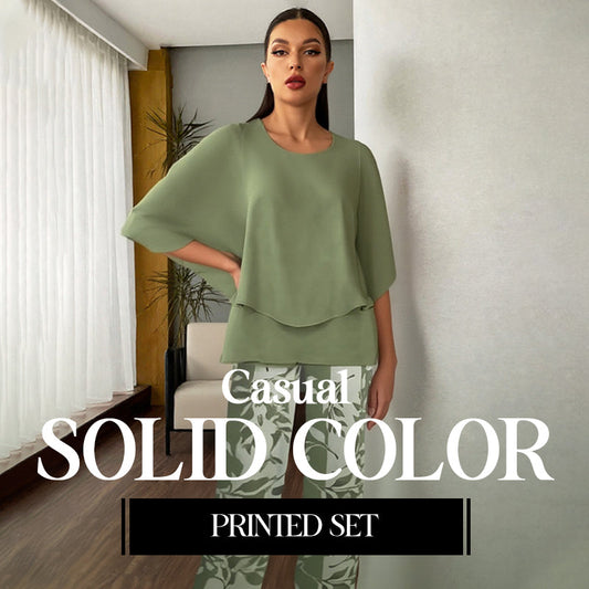 🔥LAST DAY SALE - 50% OFF🔥Women’s Printed Pants and Crew Neck Top Set