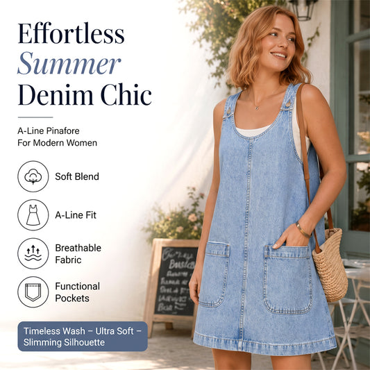 Women's Casual Denim Pinafore Dress