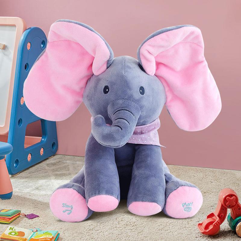 🐘🎶Peek-A-Boo Singing Elephant Plush Toy – Interactive Musical Stuffed Animal