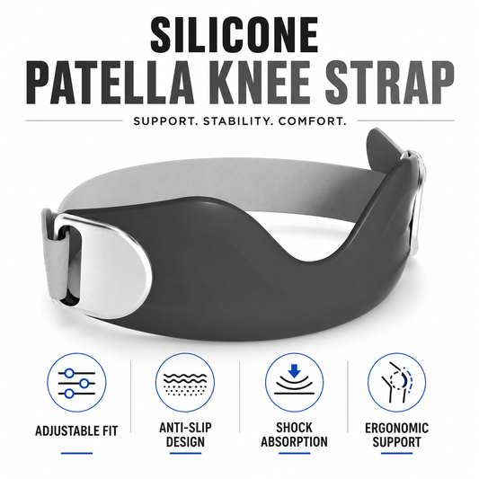 ⏳Time-Limited Special Silicone ⏰Patella Knee Strap for Pain Relief – Shock Absorption & Ergonomic – Adjustable & Anti-Slip 🏃‍♂️