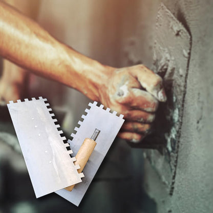 Tile tool serrated trowel with scraper