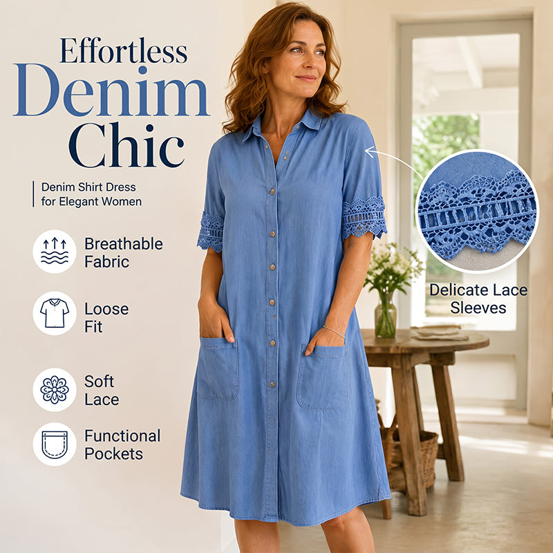 ⏰🔥LIMITED TIME 50% OFF!🔥Women's Casual Loose Fit Denim Dress with Pockets