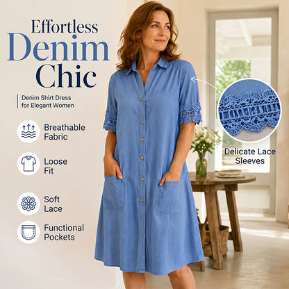 ⏰🔥LIMITED TIME 50% OFF!🔥Women's Casual Loose Fit Denim Dress with Pockets