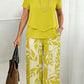 ⏳Time-Limited Special 50% OFF⏰Women's Two-Piece Leaf Print Wide-Leg Pants Set