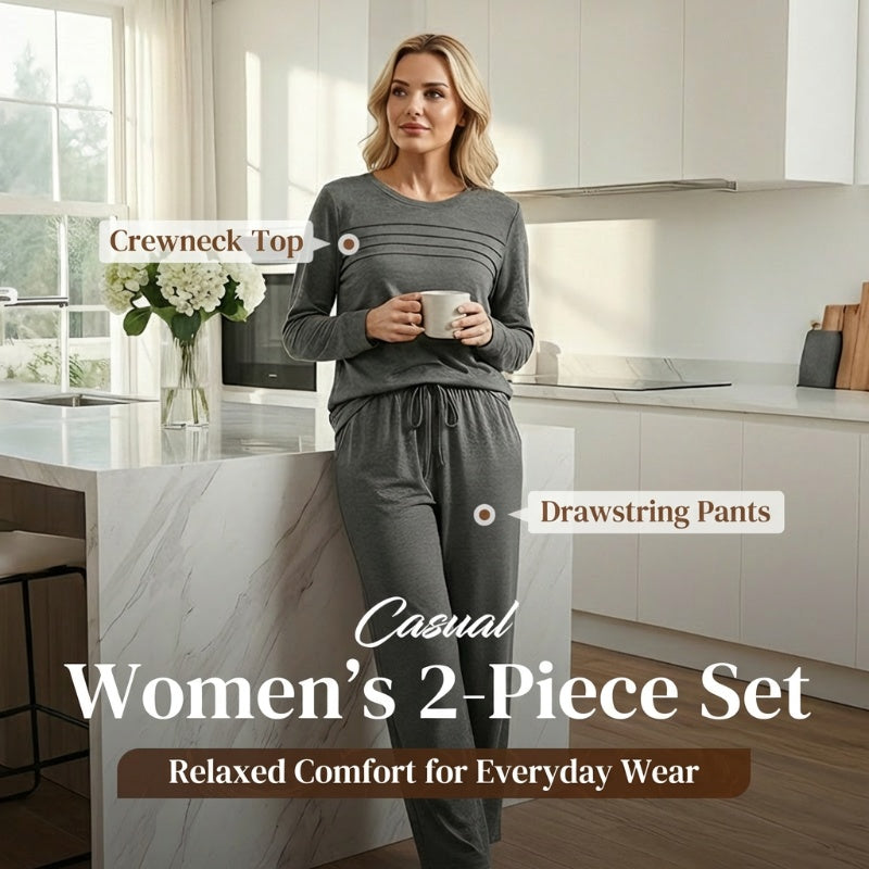 🔥LAST DAY 50% OFF💓Women's Crew Neck Top & Drawstring Pants Set