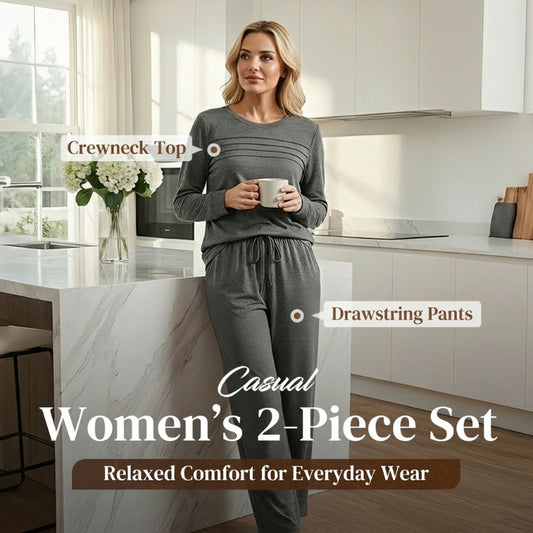 🔥LAST DAY 50% OFF💓Women's Crew Neck Top & Drawstring Pants Set