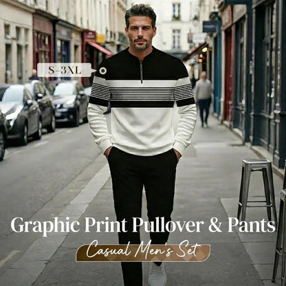 🔥 Bold Graphic Style, Complete 2-Piece Look | Men's Pullover & Pants Set ⚡ Free Shipping