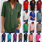 Women's V-neck Zipper Plus Size Long-sleeved Chiffon Shirt