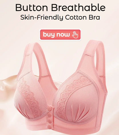 📢📢50% OFF !! ⏰Front Button Breathable Skin-Friendly Cotton Bra