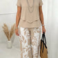 ⏳Time-Limited Special 50% OFF⏰Women's Two-Piece Leaf Print Wide-Leg Pants Set